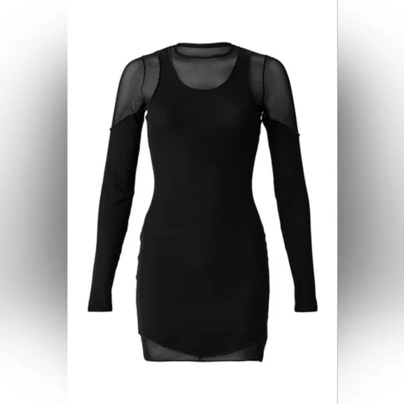 Alo Striped Mesh Synergy Long Sleeve Dress - Picture 5 of 9